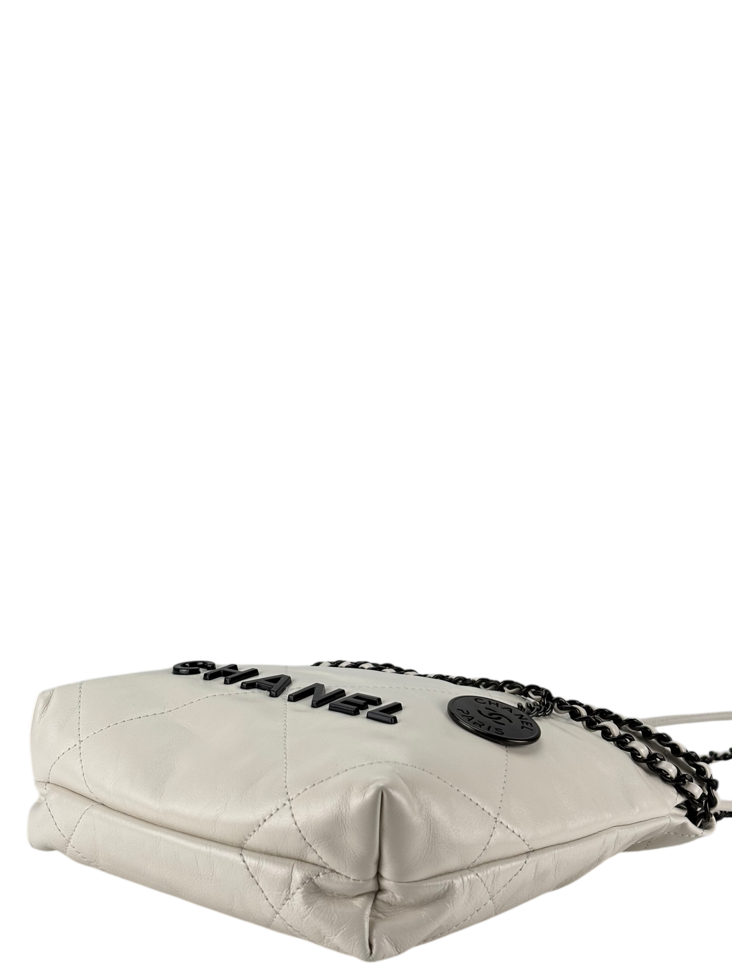 CHANEL - 22 Mini Bag White Pink Calfskin Silver Hardware