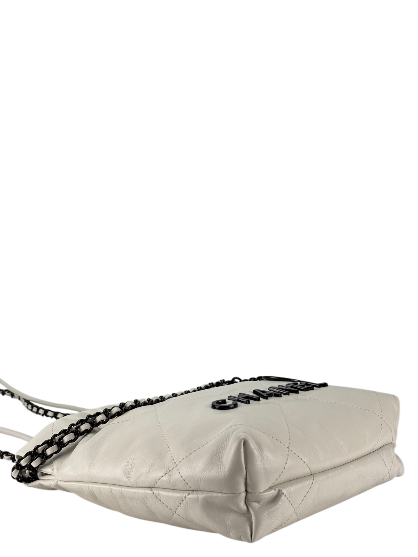 CHANEL - 22 Mini Bag White Pink Calfskin Silver Hardware
