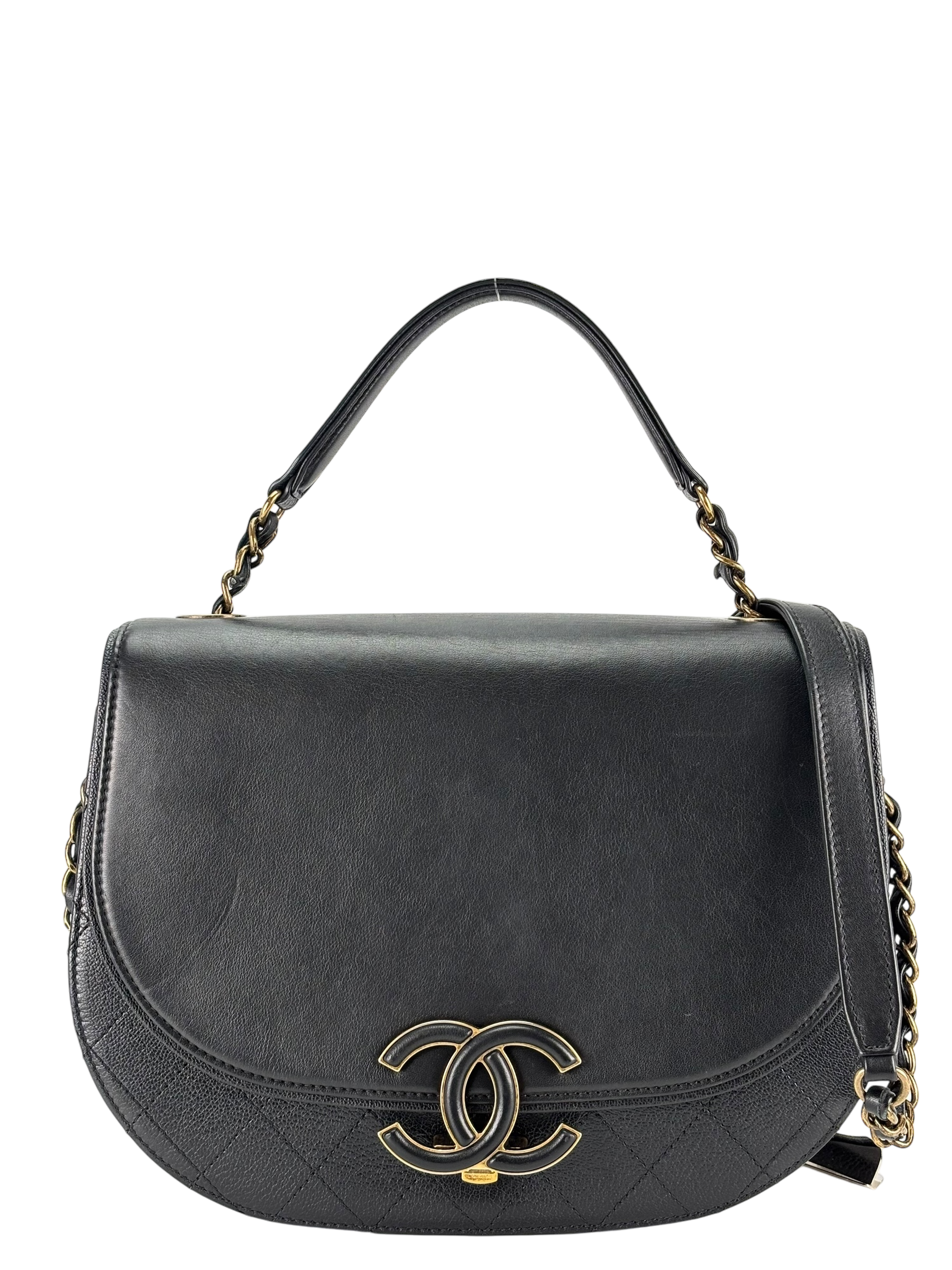 CHANEL - Calfskin​ Black Quilted Coco Curve Flap Bag