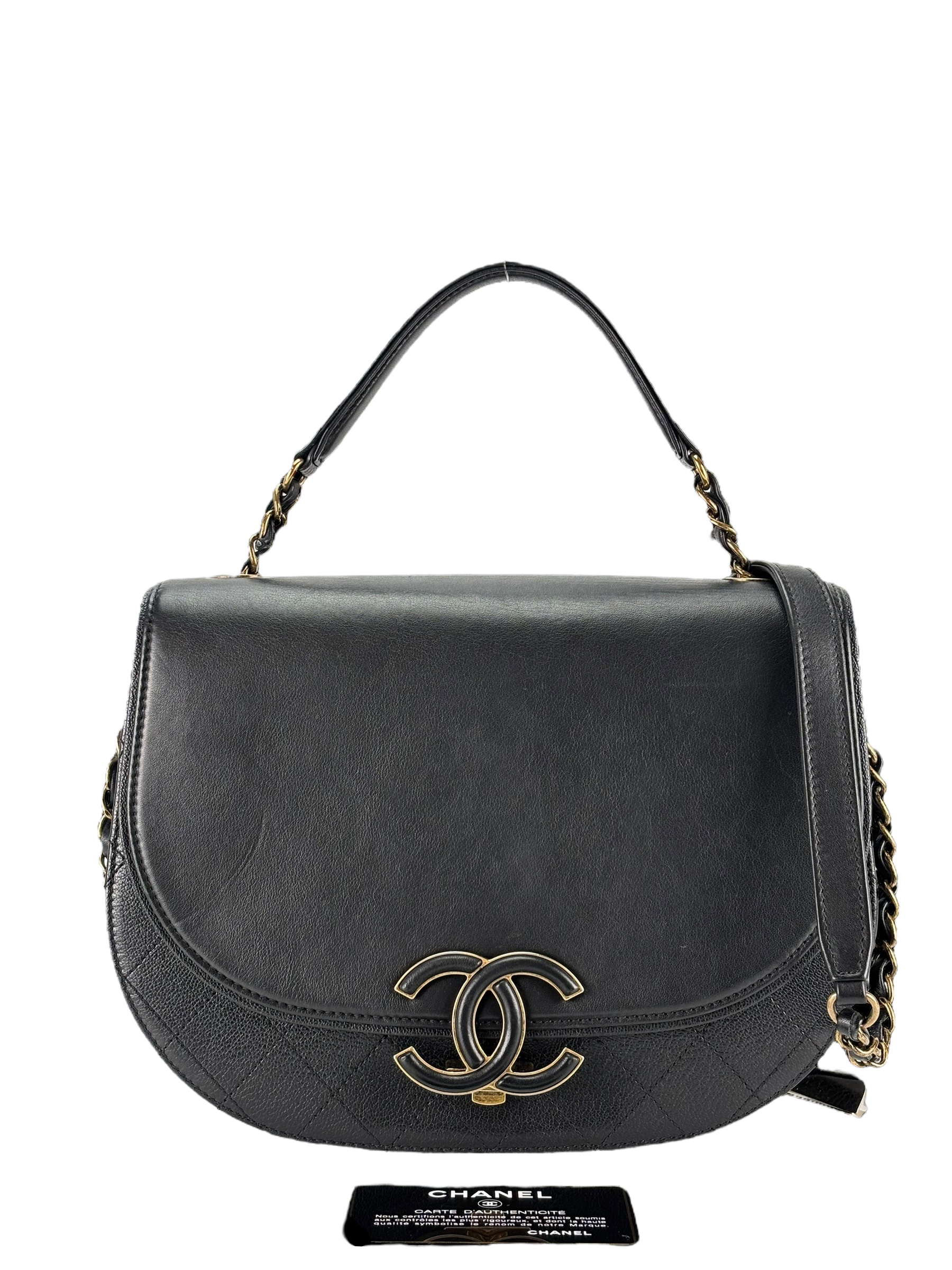 CHANEL - Calfskin Black Quilted Coco Curve Flap Bag