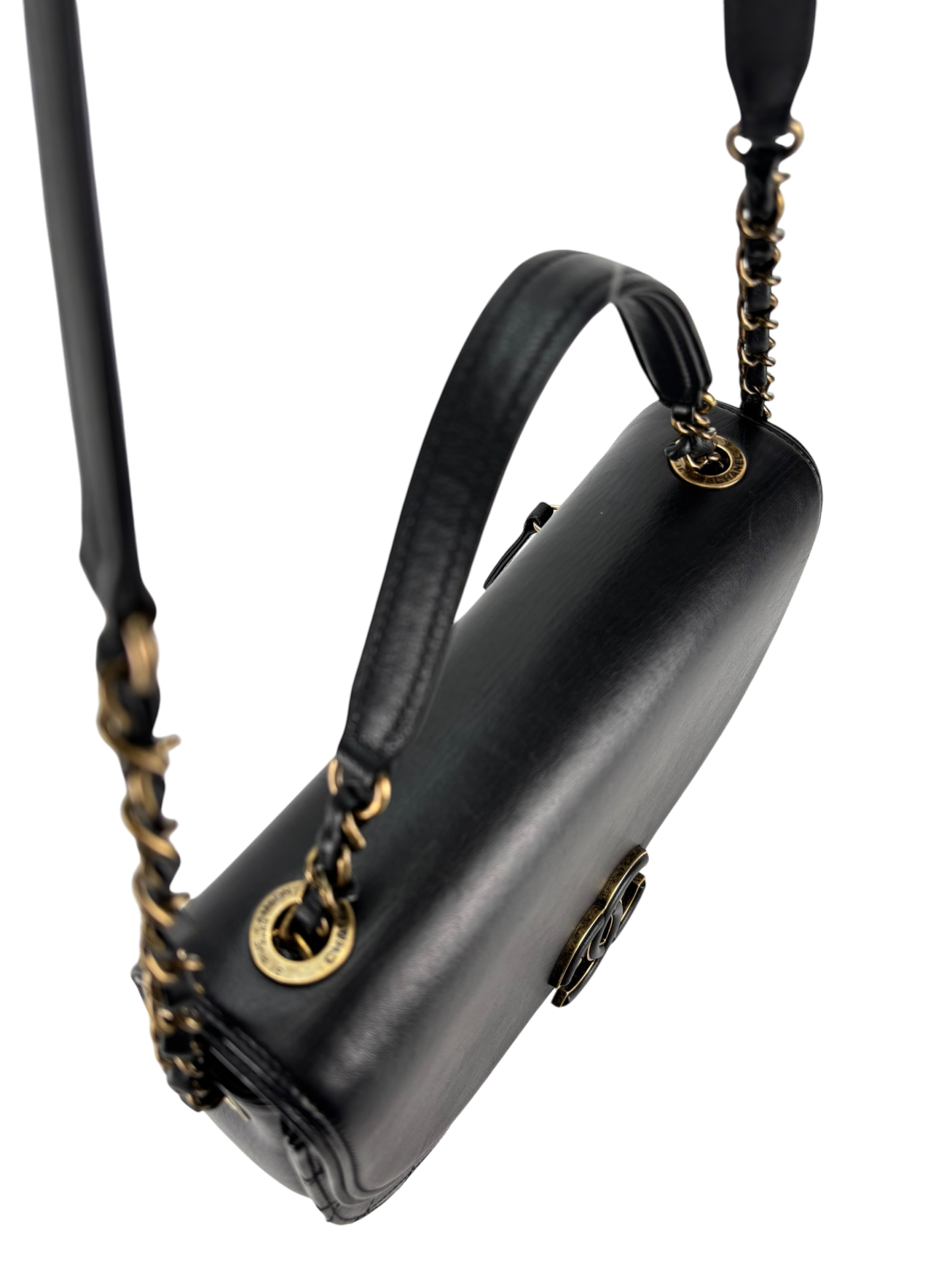 CHANEL - Calfskin Black Quilted Coco Curve Flap Bag
