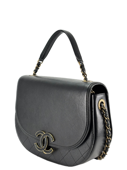 CHANEL - Calfskin​ Black Quilted Coco Curve Flap Bag