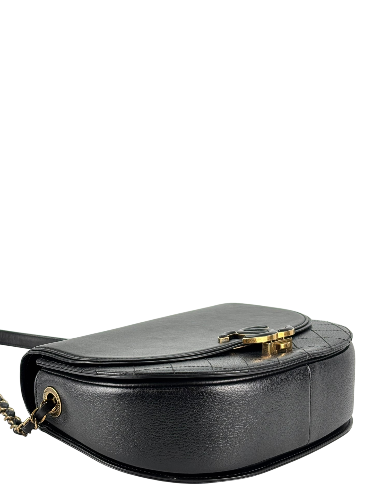 CHANEL - Calfskin Black Quilted Coco Curve Flap Bag