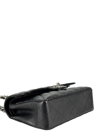 CHANEL - Small Classic Double Flap Bag Black Caviar Sliver Hardware (CF23)
