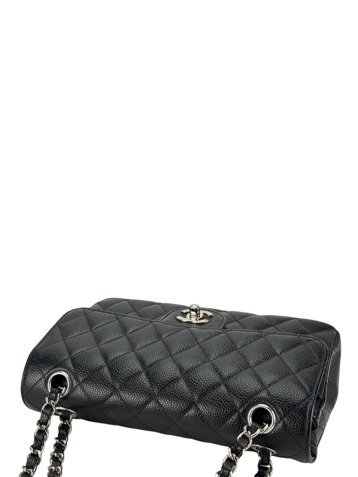 CHANEL - Small Classic Double Flap Bag Black Caviar Sliver Hardware (CF23)