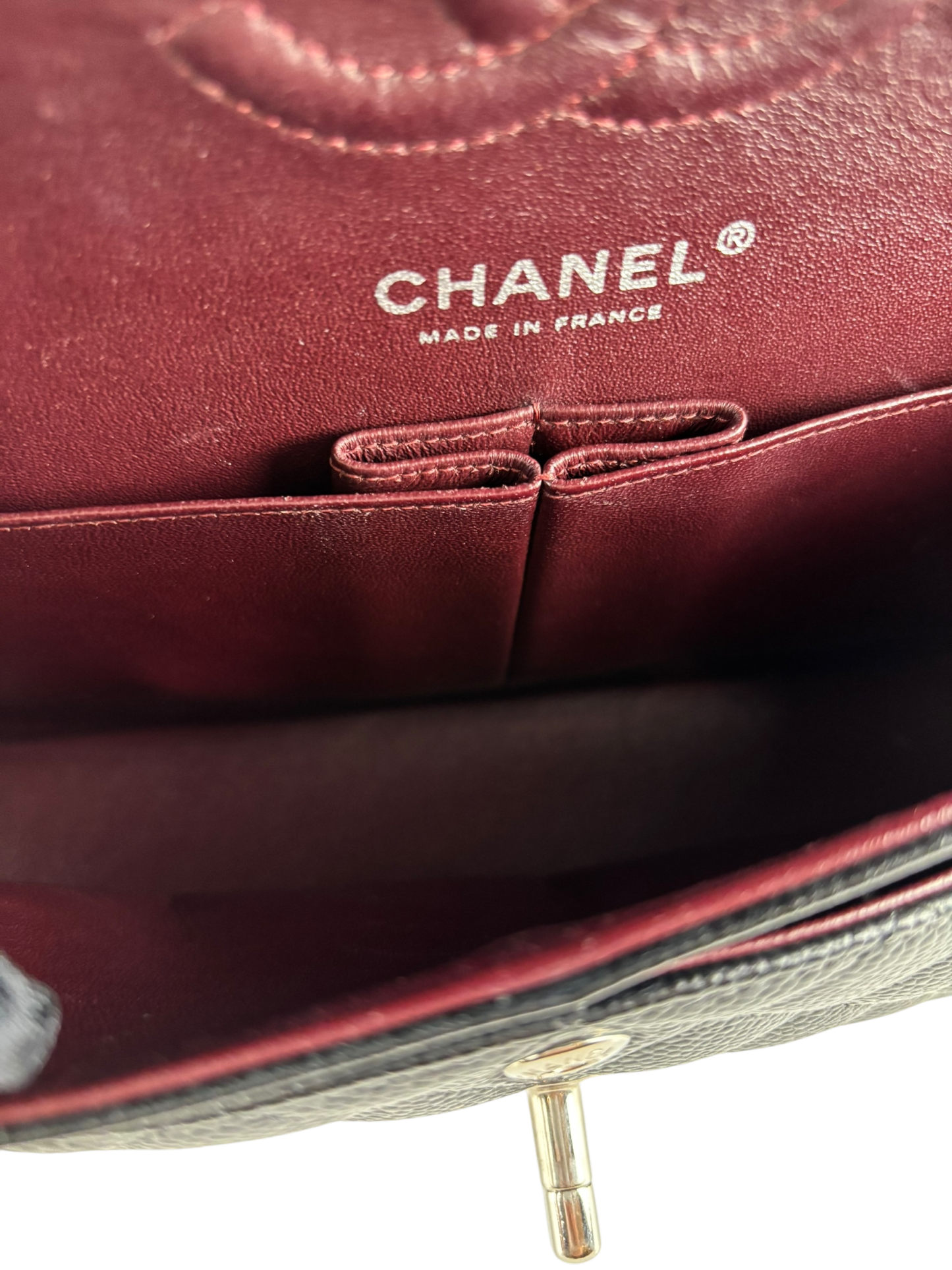 CHANEL - Small Classic Double Flap Bag Black Caviar Sliver Hardware (CF23)