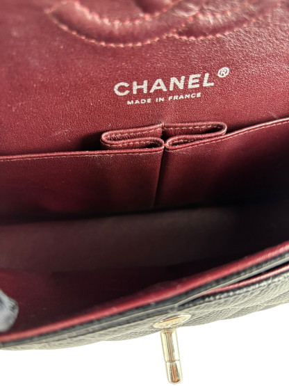 CHANEL - Small Classic Double Flap Bag Black Caviar Sliver Hardware (CF23)