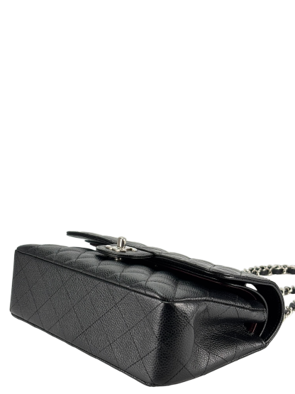CHANEL - Small Classic Double Flap Bag Black Caviar Sliver Hardware (CF23)