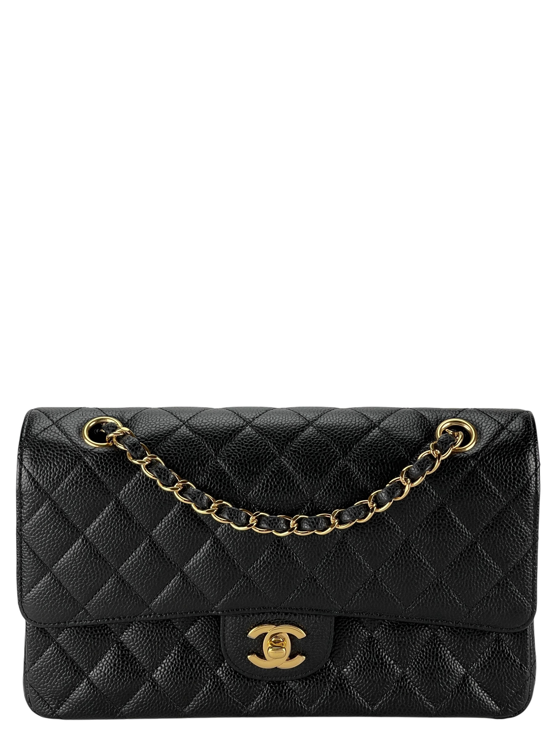 CHANEL - Medium Classic Double Flap Bag Black Caviar Gold Hardware (CF25) 