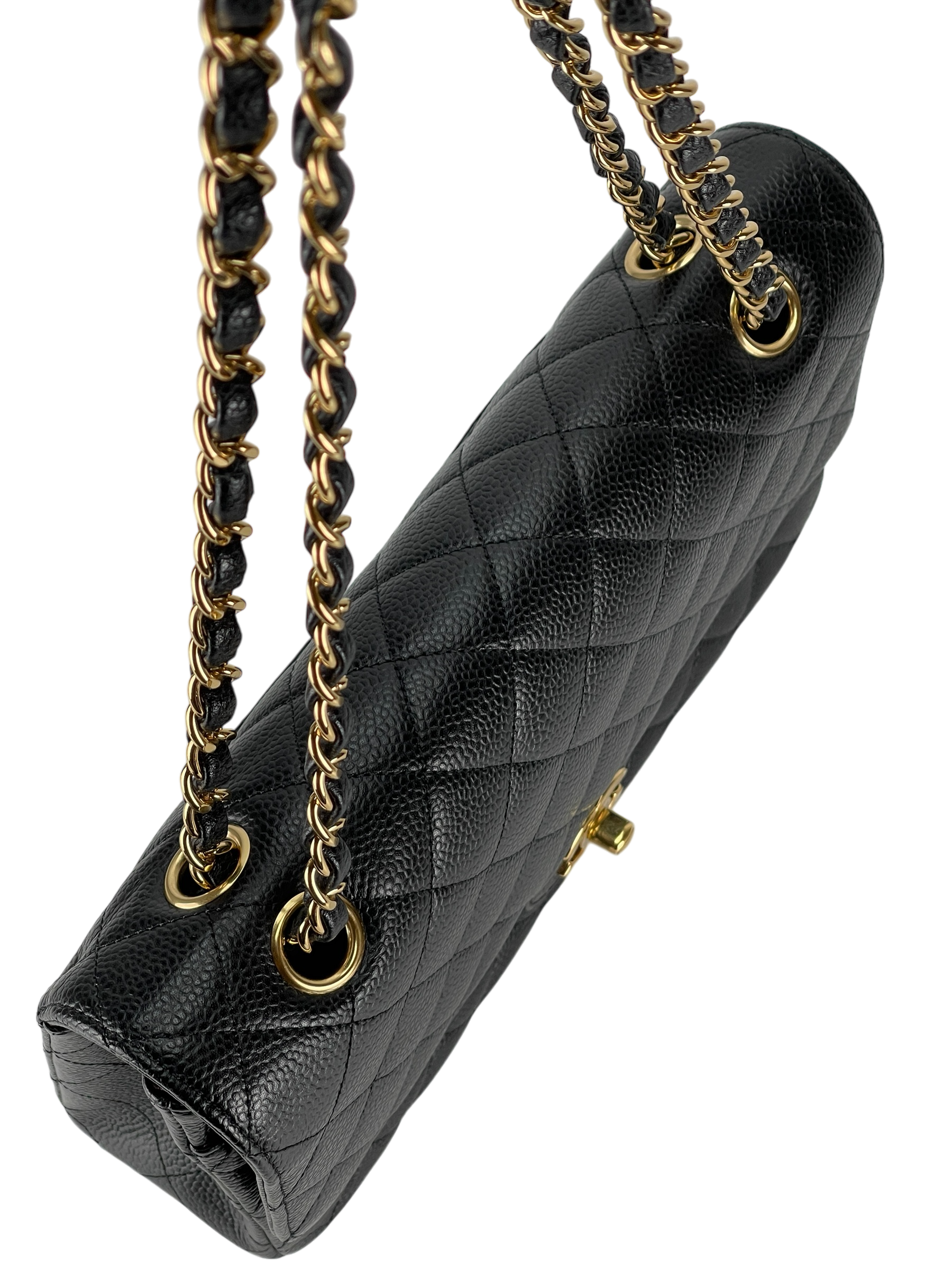 CHANEL - Medium Classic Double Flap Bag Black Caviar Gold Hardware (CF25) 