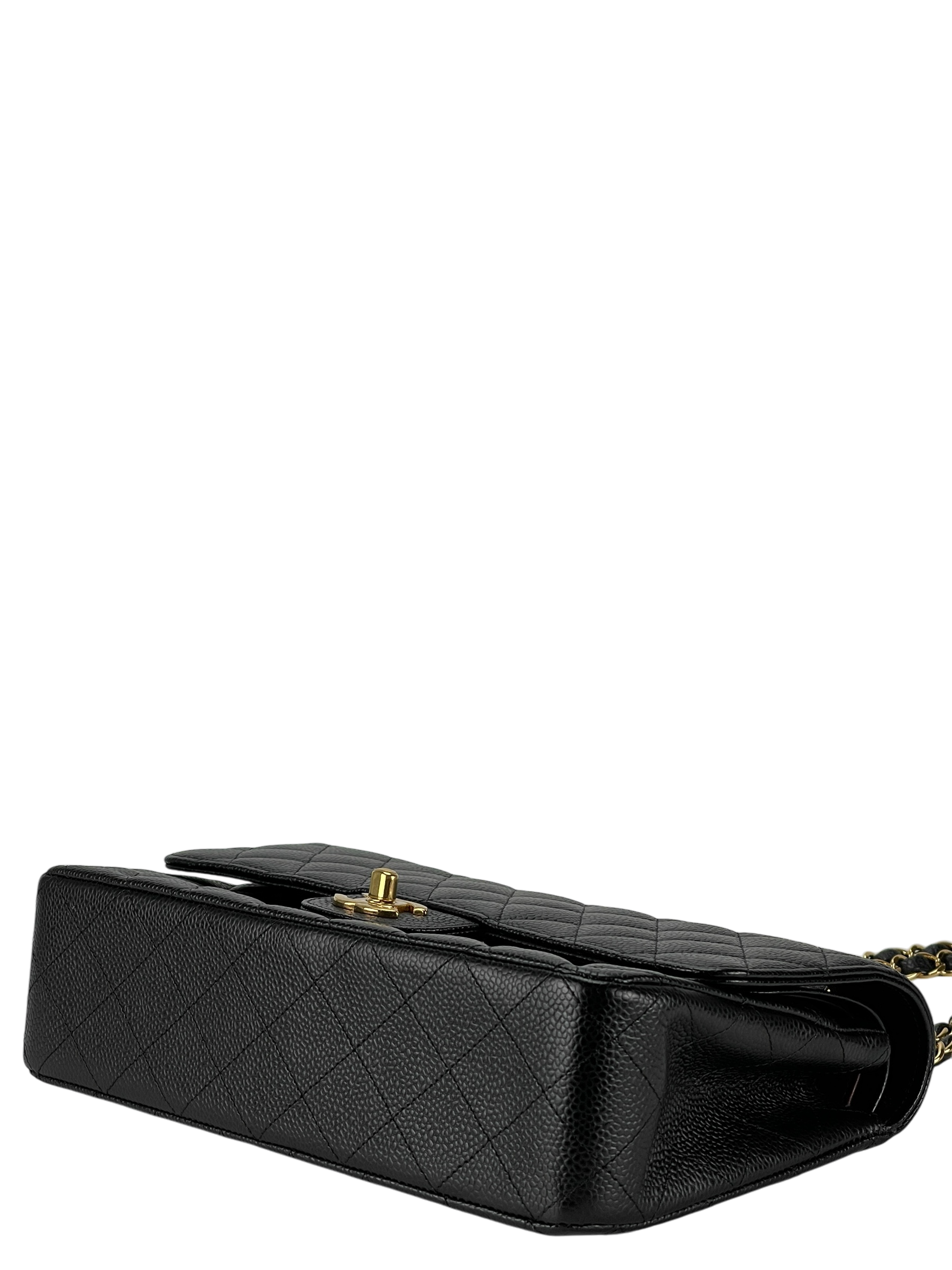 CHANEL - Medium Classic Double Flap Bag Black Caviar Gold Hardware (CF25) 