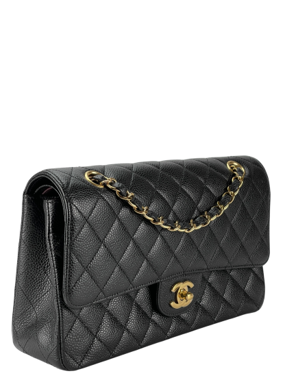 CHANEL - Medium Classic Double Flap Bag Black Caviar Gold Hardware (CF25) 