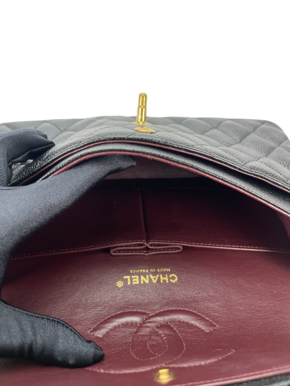 CHANEL - Medium Classic Double Flap Bag Black Caviar Gold Hardware (CF25) 