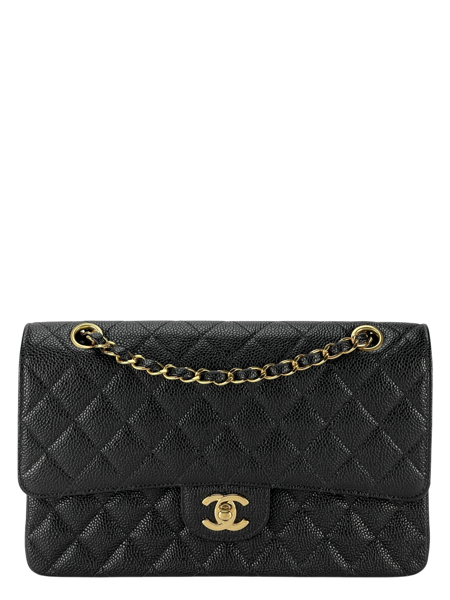 CHANEL - Medium Classic Double Flap Bag Black Caviar Gold Hardware (CF25)