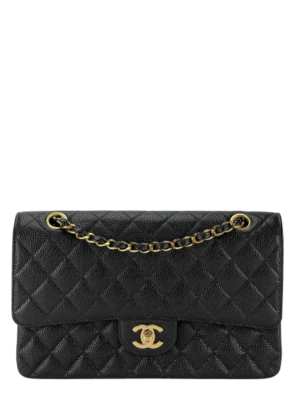CHANEL - Medium Classic Double Flap Bag Black Caviar Gold Hardware (CF25) 