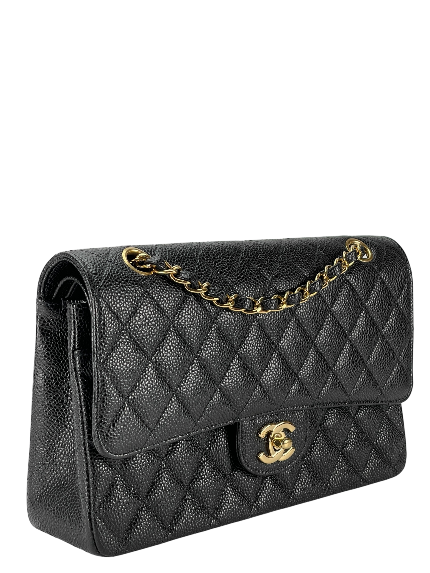 CHANEL - Medium Classic Double Flap Bag Black Caviar Gold Hardware (CF25)