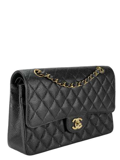CHANEL - Medium Classic Double Flap Bag Black Caviar Gold Hardware (CF25) 