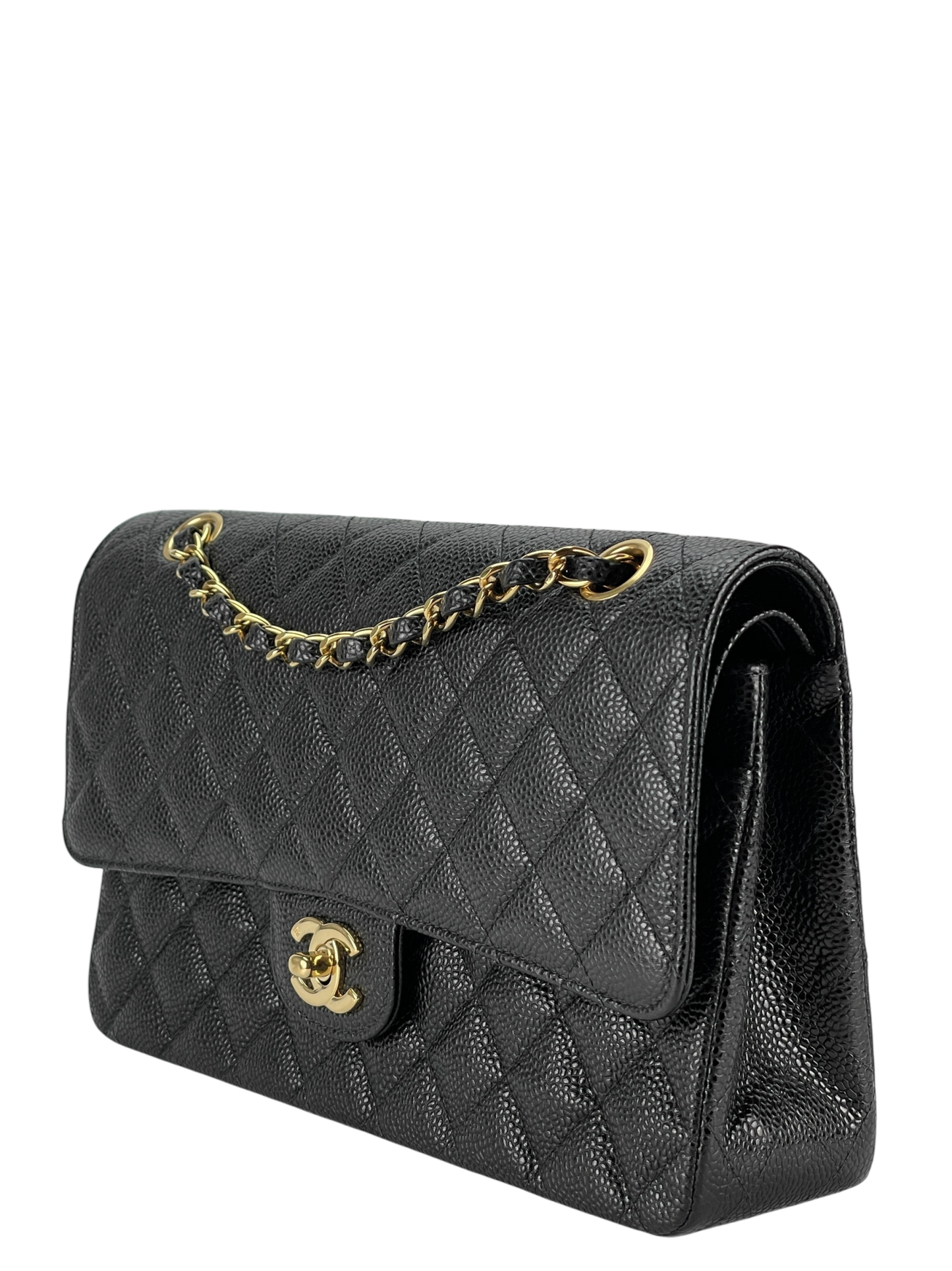 CHANEL - Medium Classic Double Flap Bag Black Caviar Gold Hardware (CF25)