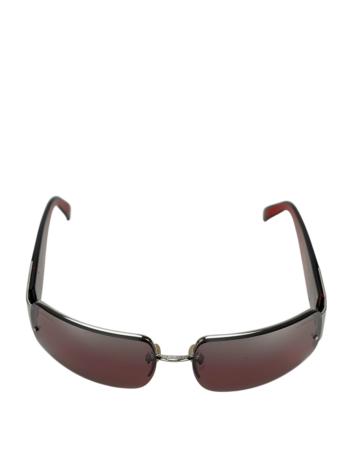 CHANEL - Red Coco Mark Sunglasses Sliver Metal