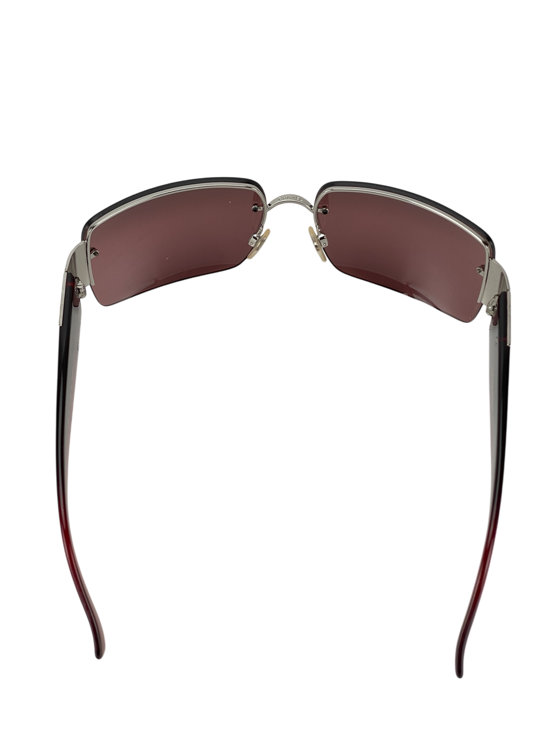 CHANEL - Red Coco Mark Sunglasses Sliver Metal