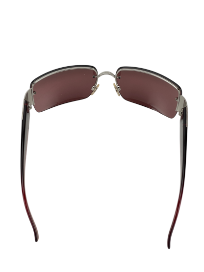 CHANEL - Red Coco Mark Sunglasses Sliver Metal
