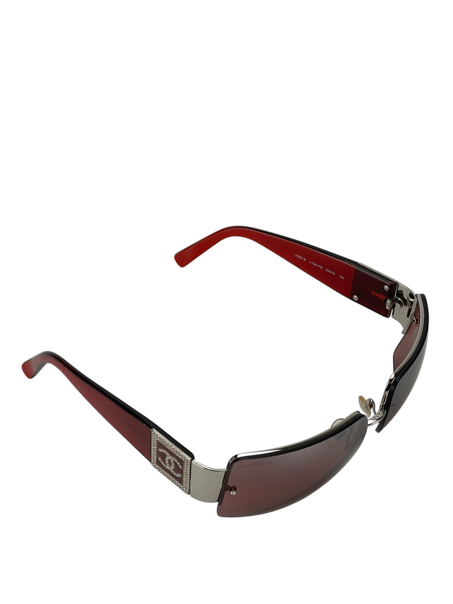CHANEL - Red Coco Mark Sunglasses Sliver Metal
