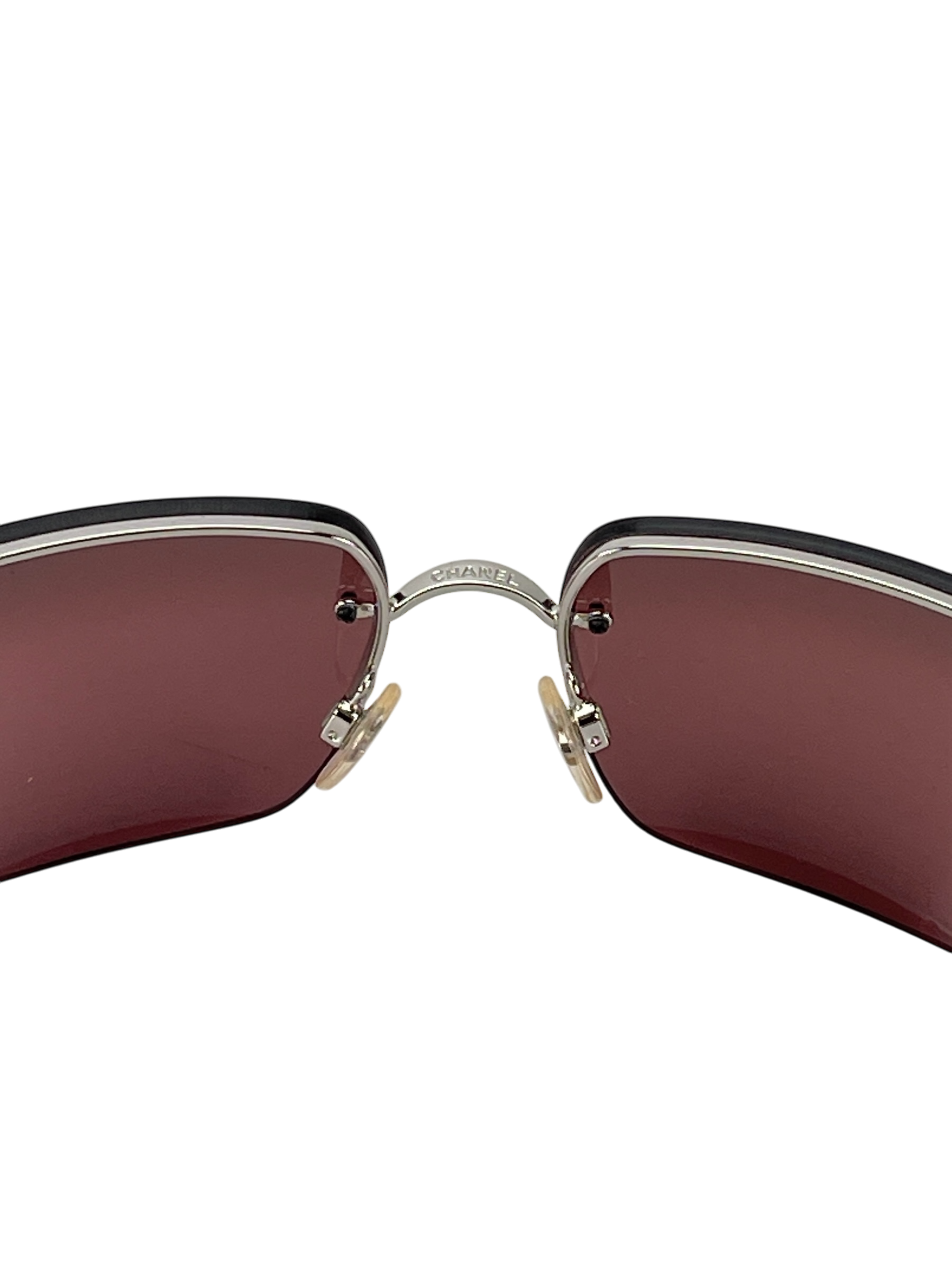 CHANEL - Red Coco Mark Sunglasses Sliver Metal
