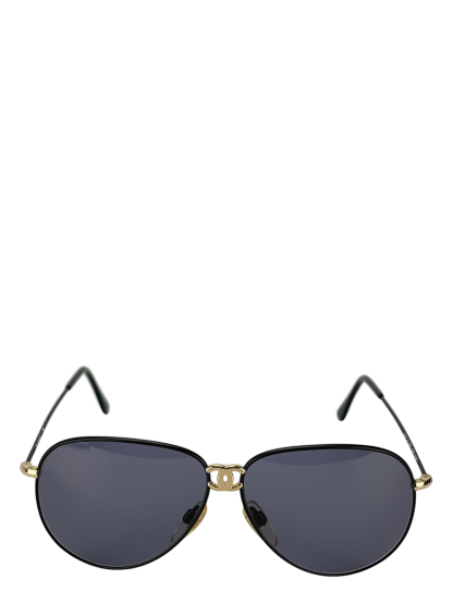 CHANEL - Blue Coco Mark Sunglasses Black Metal