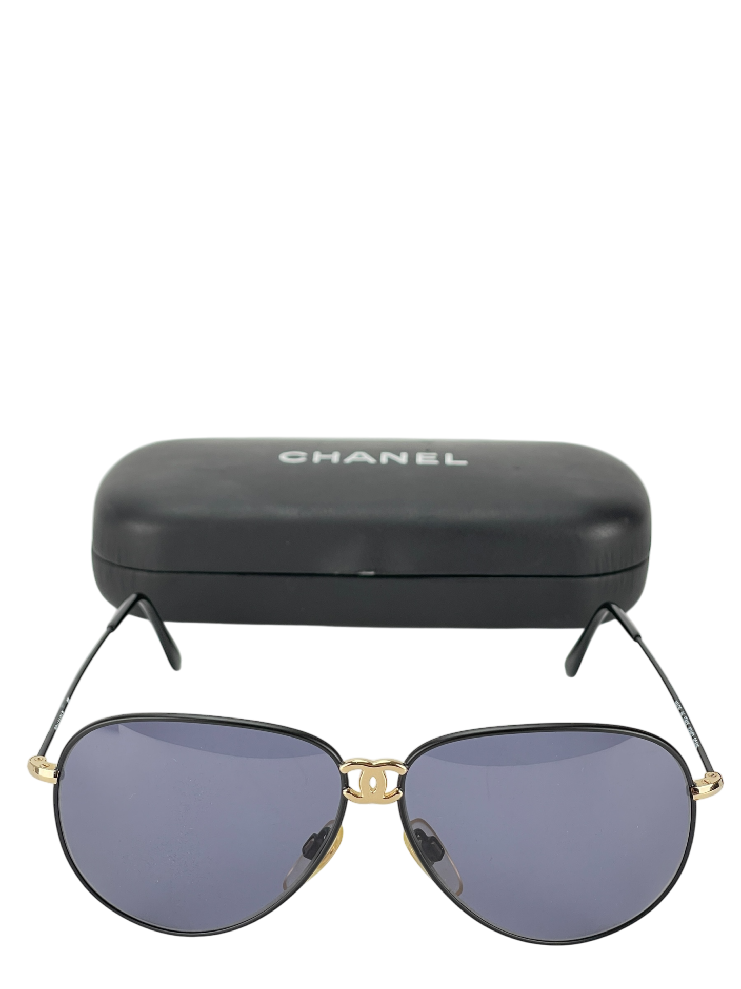 CHANEL - Blue Coco Mark Sunglasses Black Metal