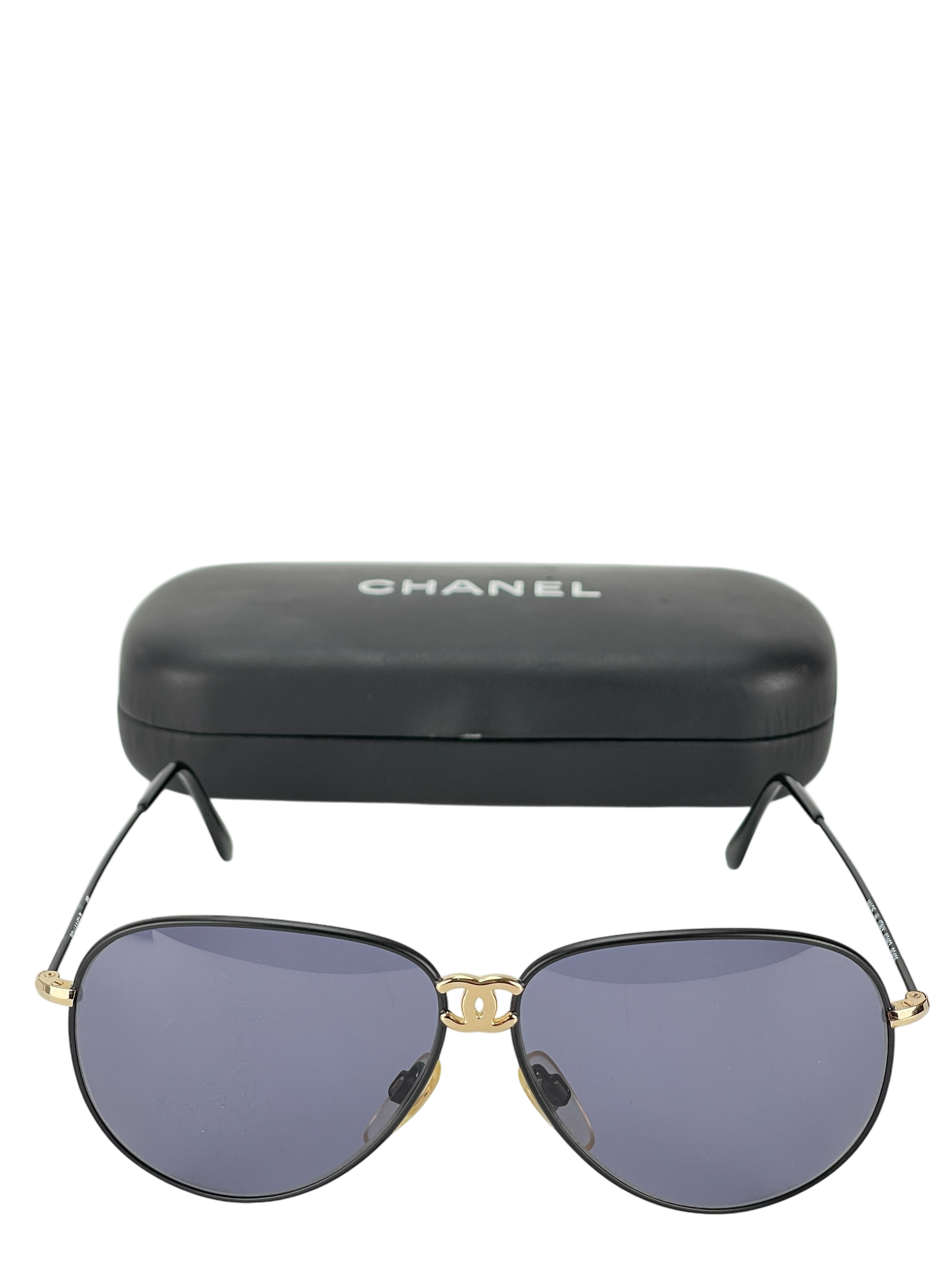 CHANEL - Blue Coco Mark Sunglasses Black Metal