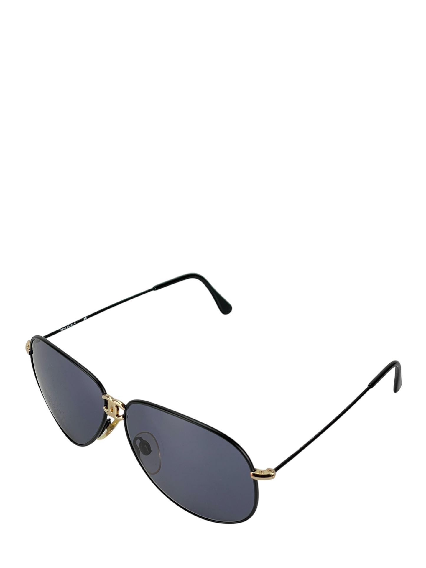 CHANEL - Blue Coco Mark Sunglasses Black Metal