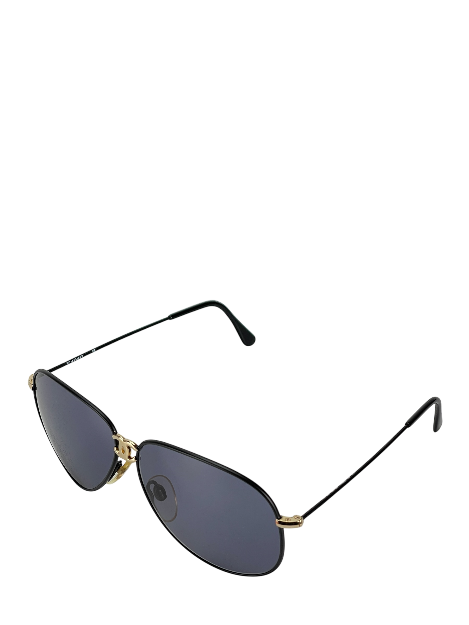 CHANEL - Blue Coco Mark Sunglasses Black Metal