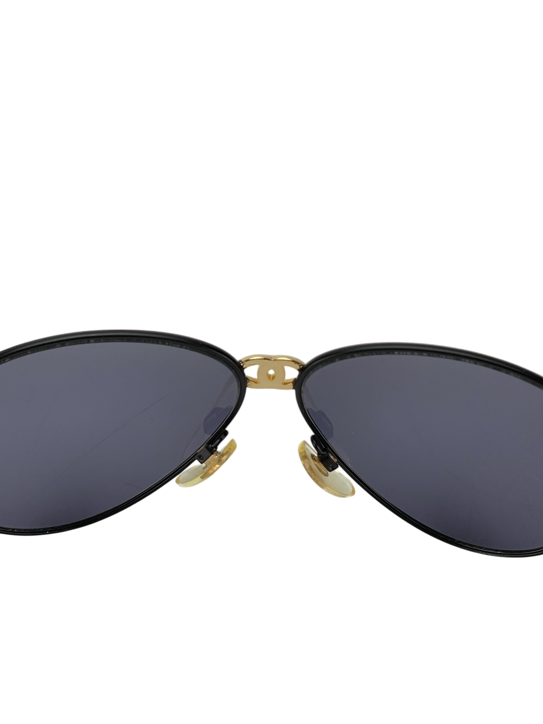 CHANEL - Blue Coco Mark Sunglasses Black Metal