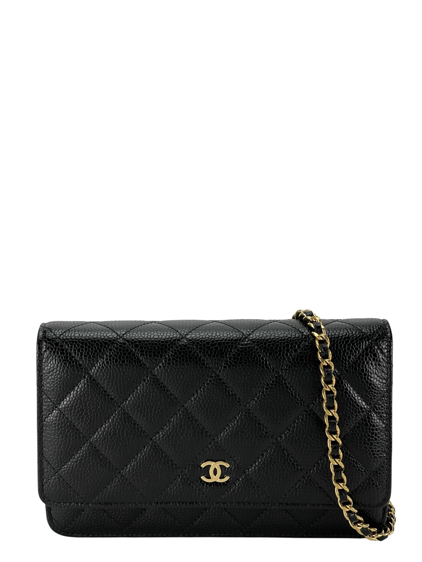 CHANEL - Black Caviar Wallet On Chain Gold-Tone Metal (WOC)