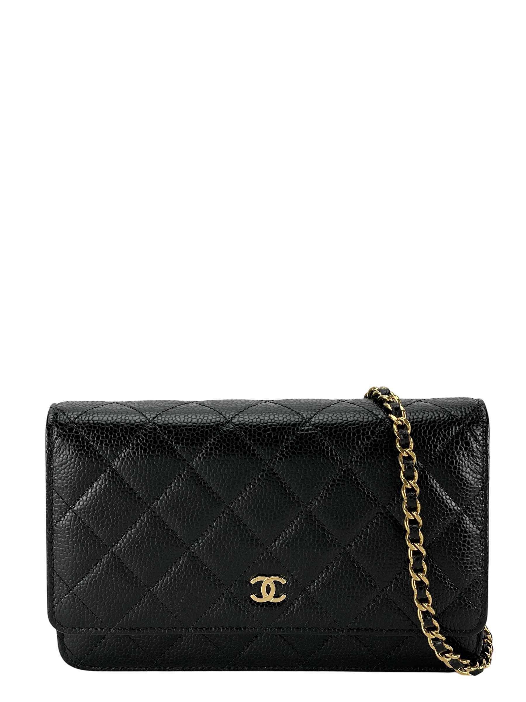 CHANEL - Black Caviar Wallet On Chain Gold-Tone Metal (WOC)