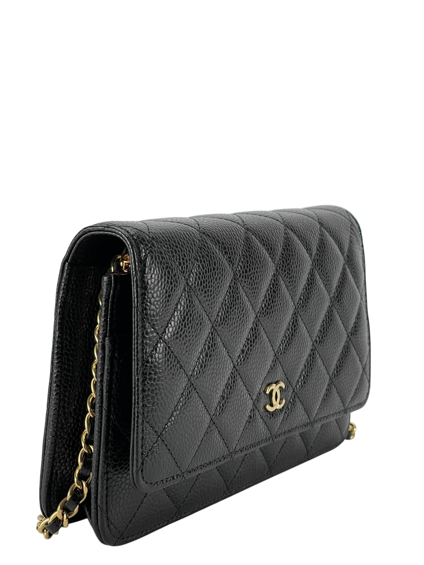 CHANEL - Black Caviar Wallet On Chain Gold-Tone Metal (WOC)