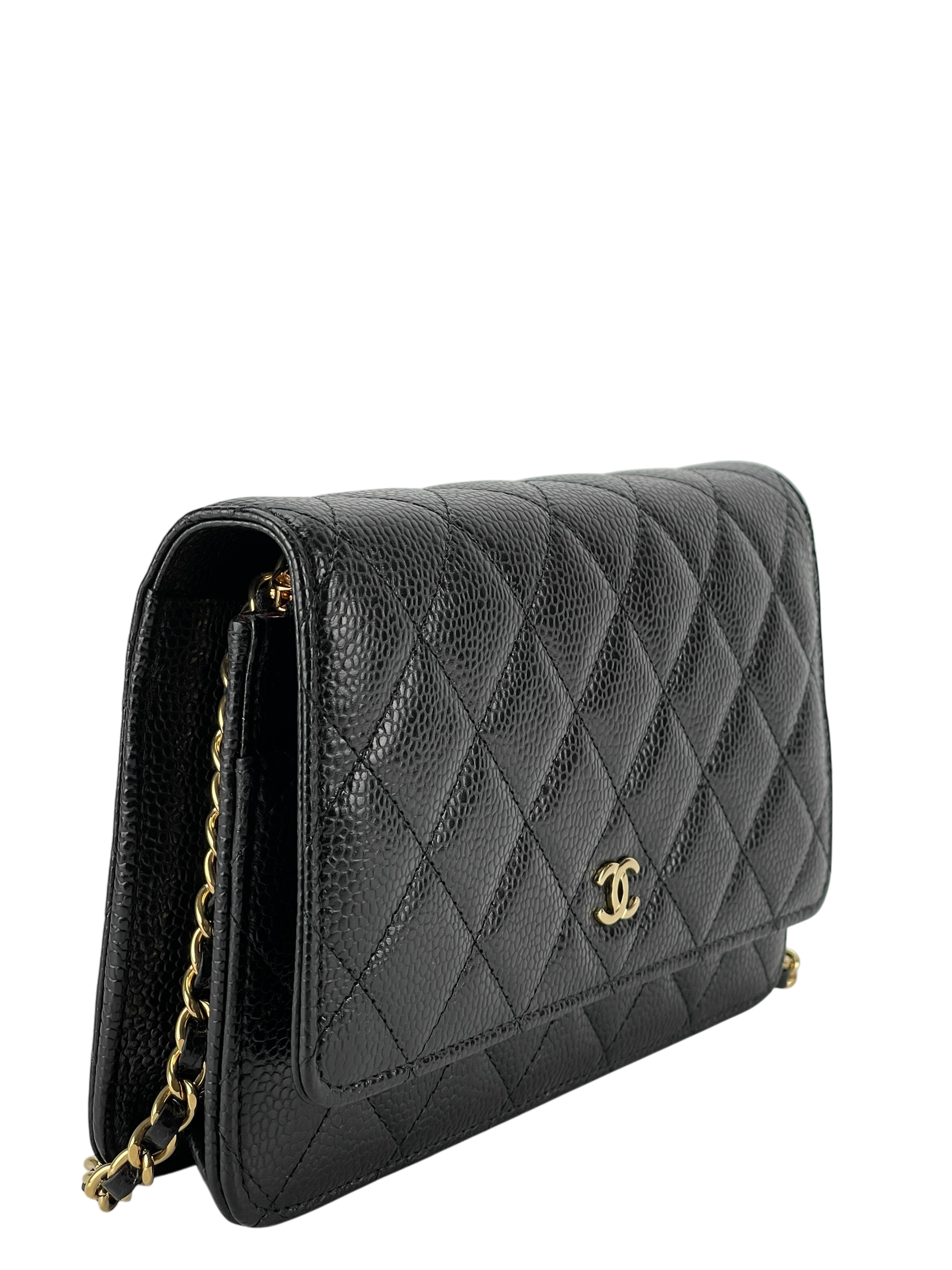 CHANEL - Black Caviar Wallet On Chain Gold-Tone Metal (WOC)
