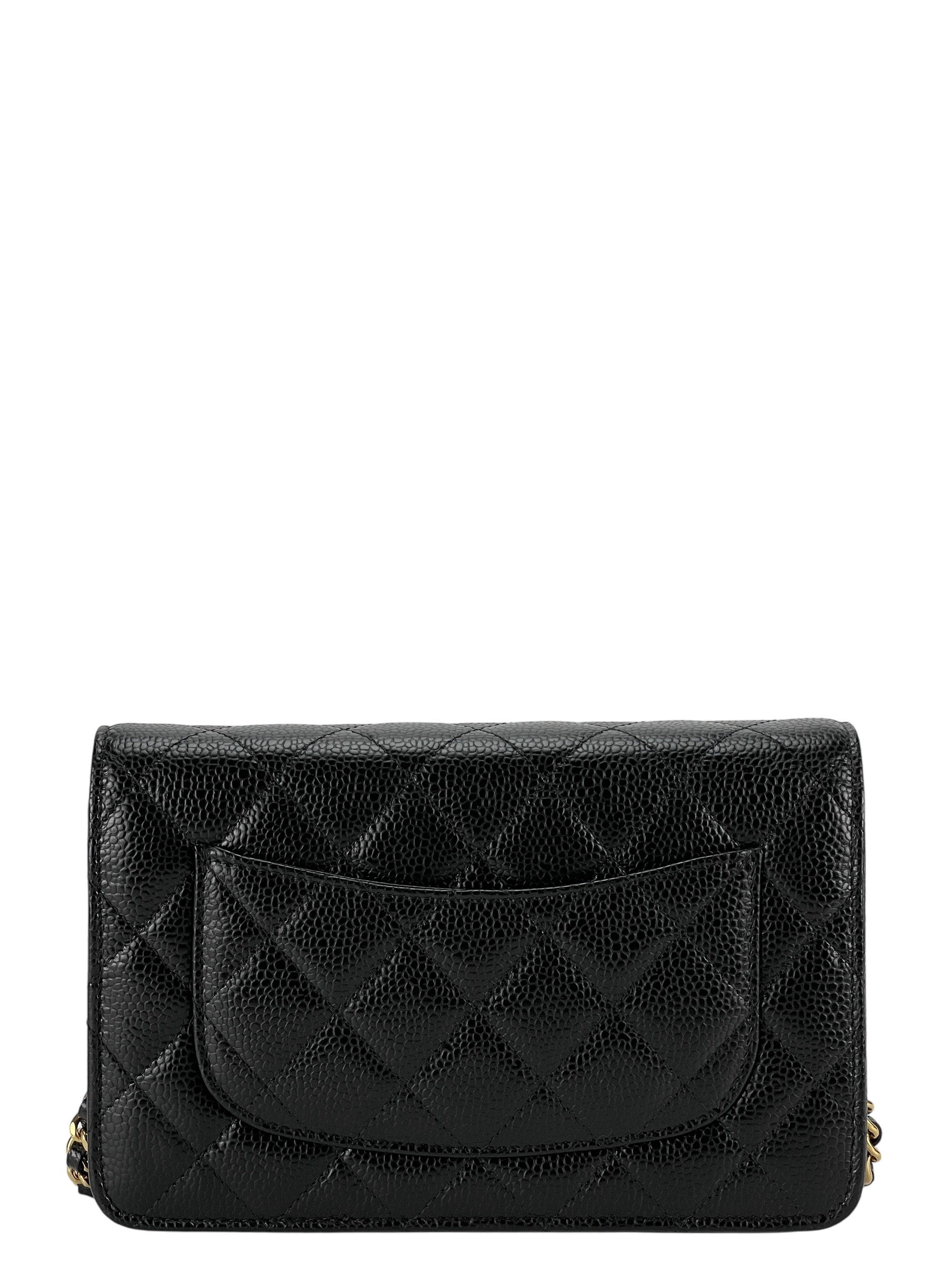 CHANEL - Black Caviar Wallet On Chain Gold-Tone Metal (WOC)