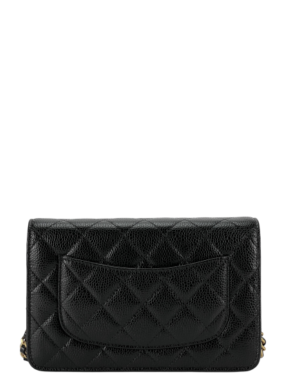 CHANEL - Black Caviar Wallet On Chain Gold-Tone Metal (WOC)