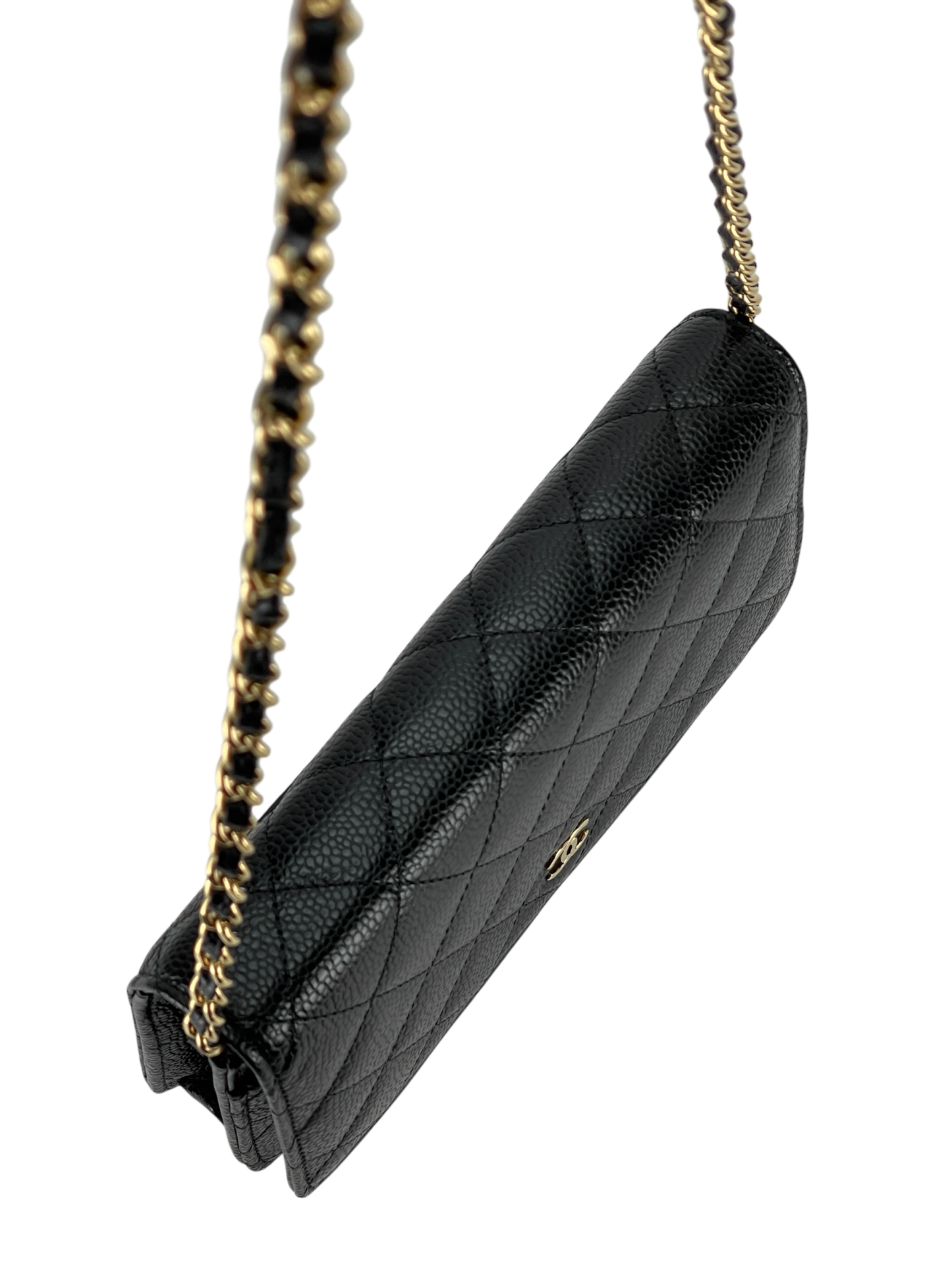 CHANEL - Black Caviar Wallet On Chain Gold-Tone Metal (WOC)