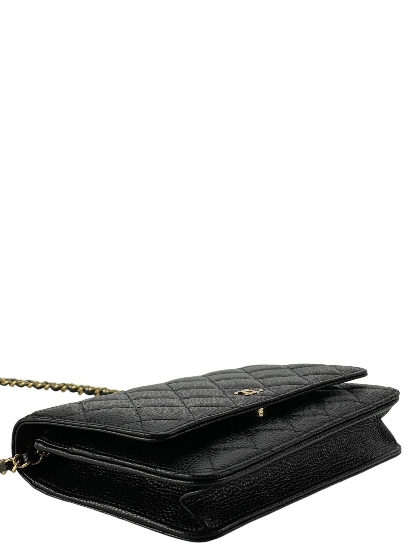 CHANEL - Black Caviar Wallet On Chain Gold-Tone Metal (WOC)