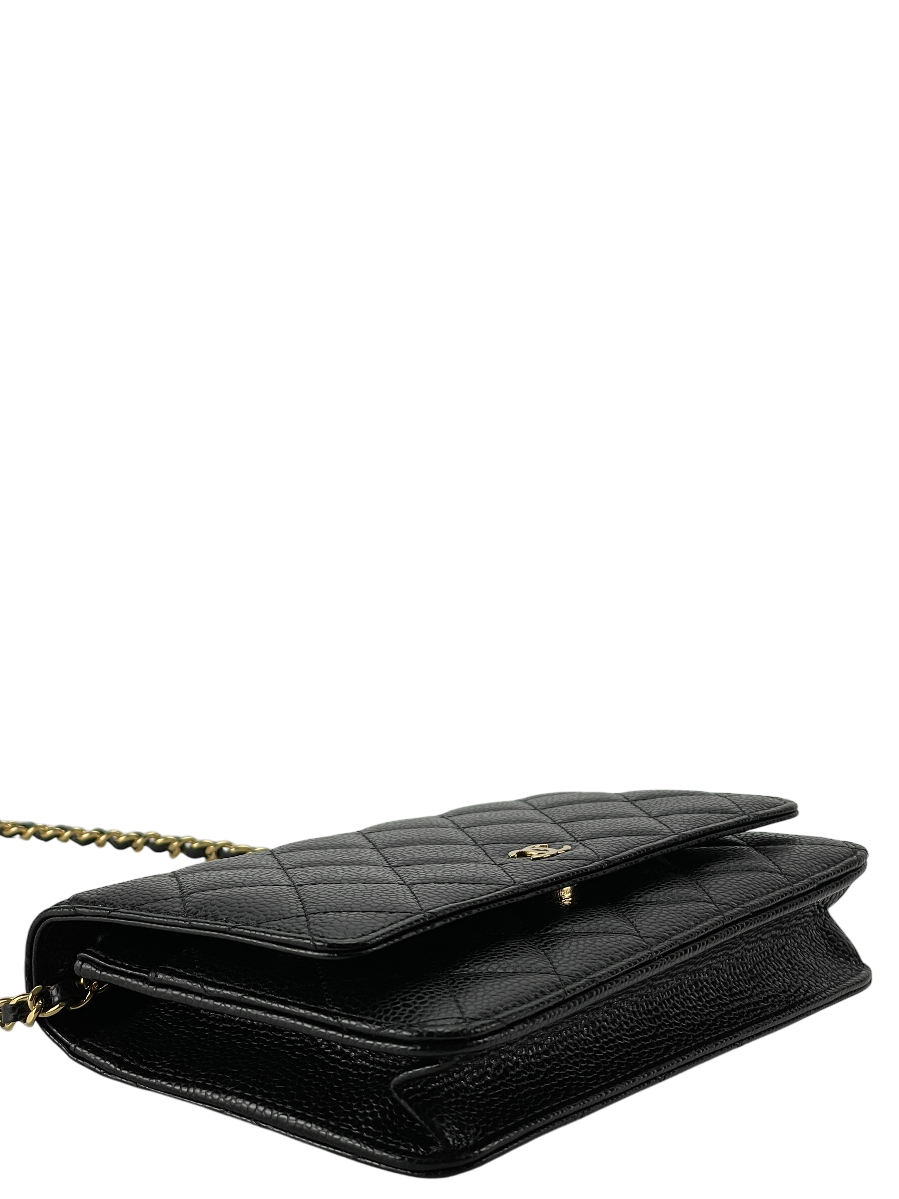 CHANEL - Black Caviar Wallet On Chain Gold-Tone Metal (WOC)