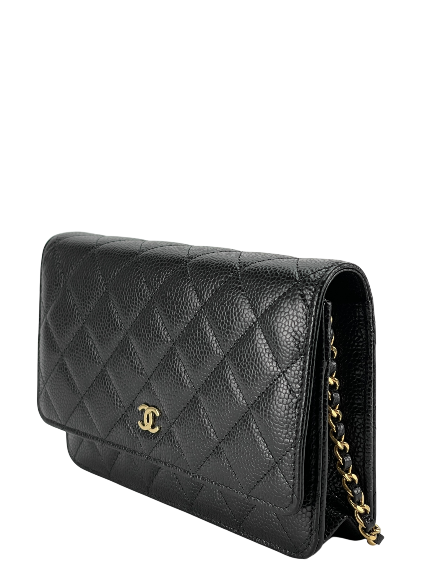 CHANEL - Black Caviar Wallet On Chain Gold-Tone Metal (WOC)