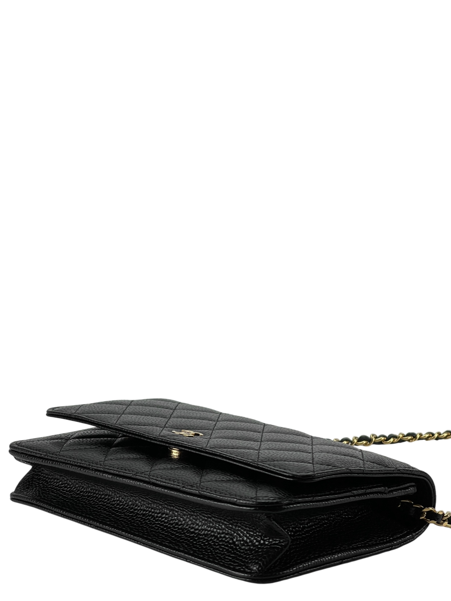CHANEL - Black Caviar Wallet On Chain Gold-Tone Metal (WOC)