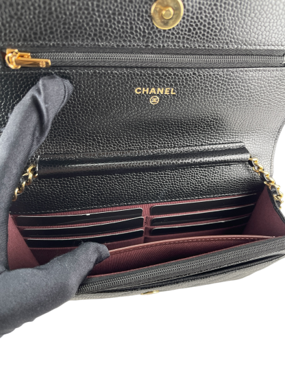 CHANEL - Black Caviar Wallet On Chain Gold-Tone Metal (WOC)