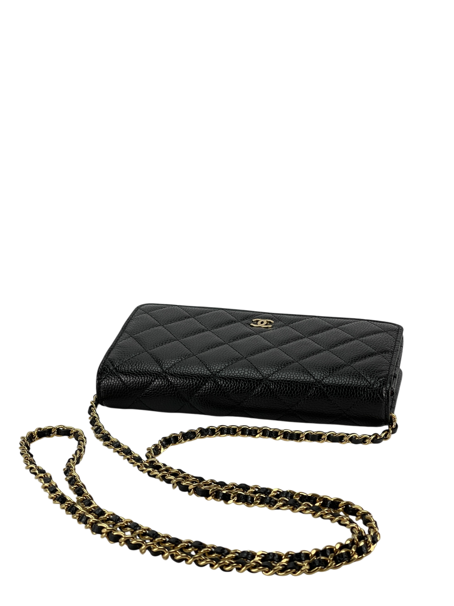 CHANEL - Black Caviar Wallet On Chain Gold-Tone Metal (WOC)