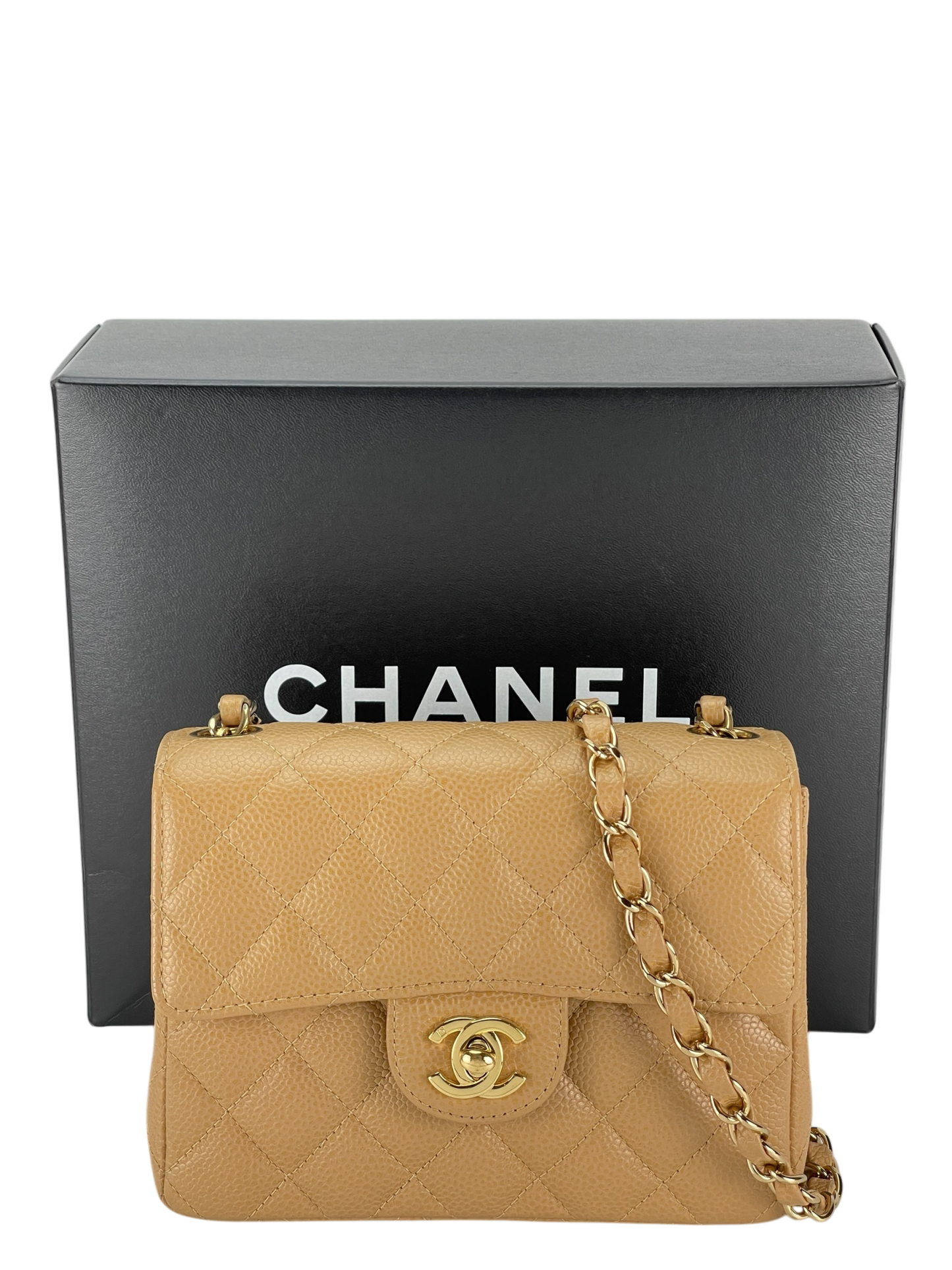 CHANEL - Beige Mini Matlasse 17 Caviar Single Flap Chain Shoulder Bag