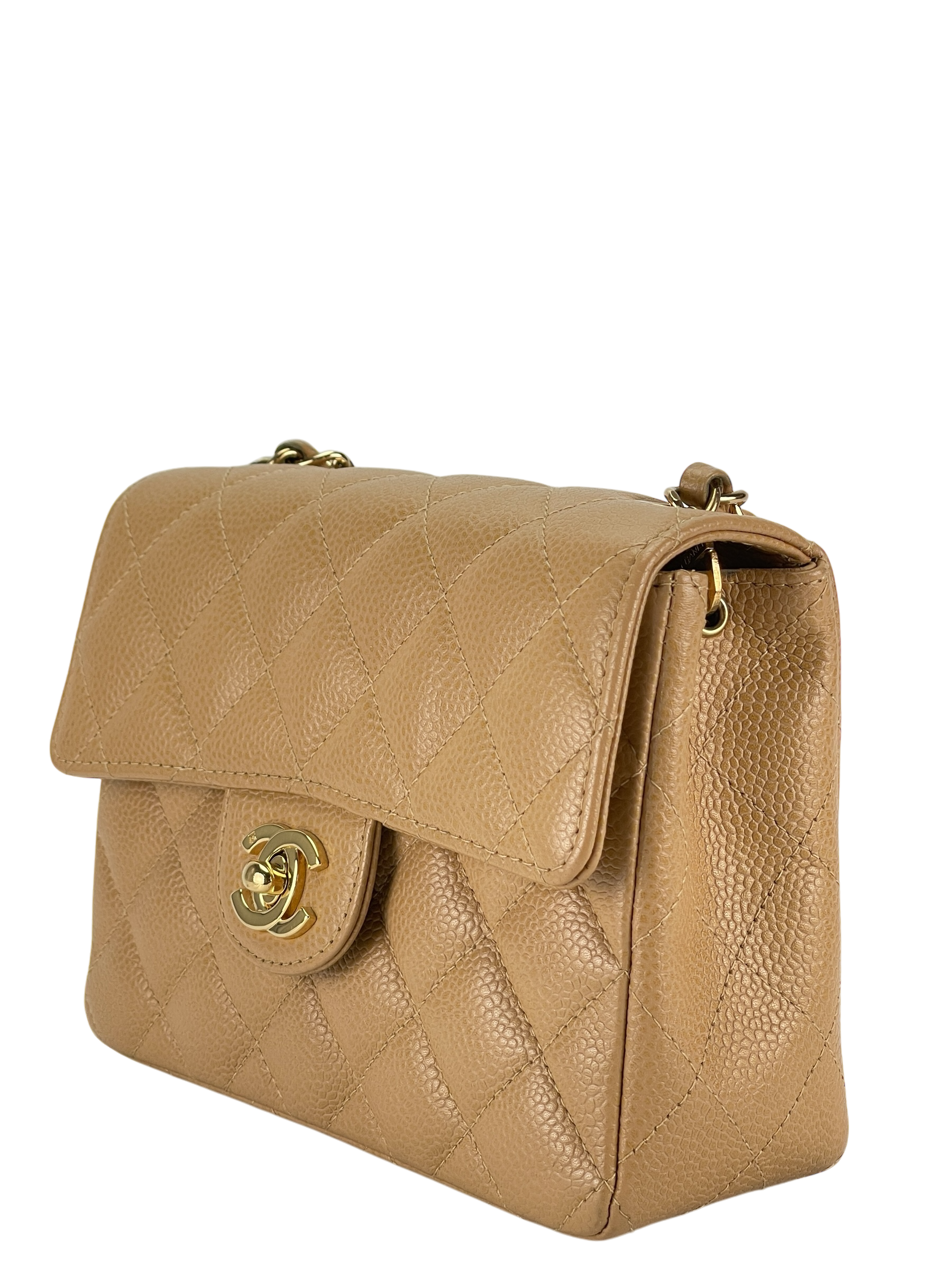 CHANEL - Beige Mini Matlasse 17 Caviar Single Flap Chain Shoulder Bag