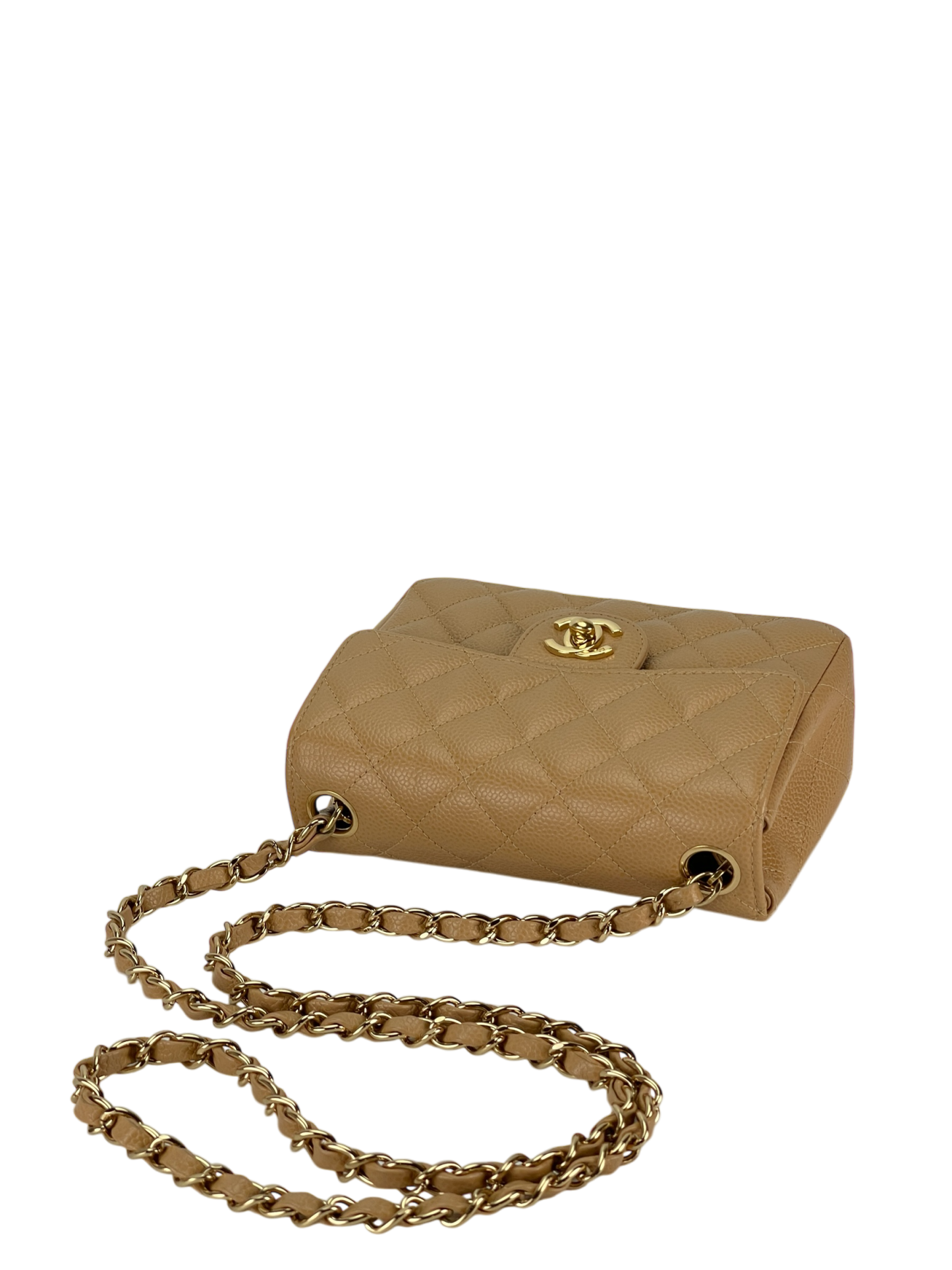 CHANEL - Beige Mini Matlasse 17 Caviar Single Flap Chain Shoulder Bag