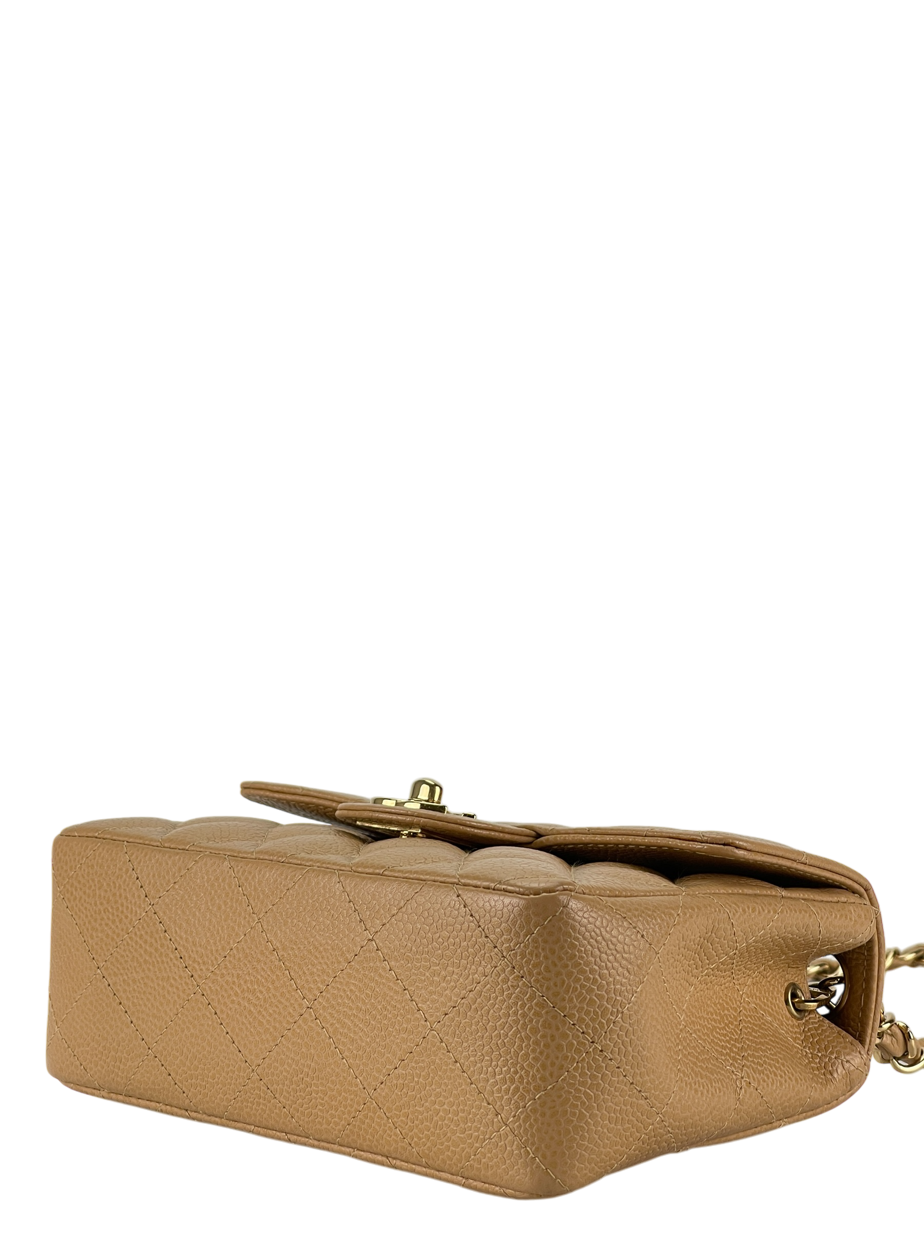 CHANEL - Beige Mini Matlasse 17 Caviar Single Flap Chain Shoulder Bag